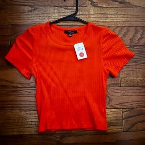 (SET COMES WITH ORANGE AND PINK) Madewell Women's Orange Ribbed Top